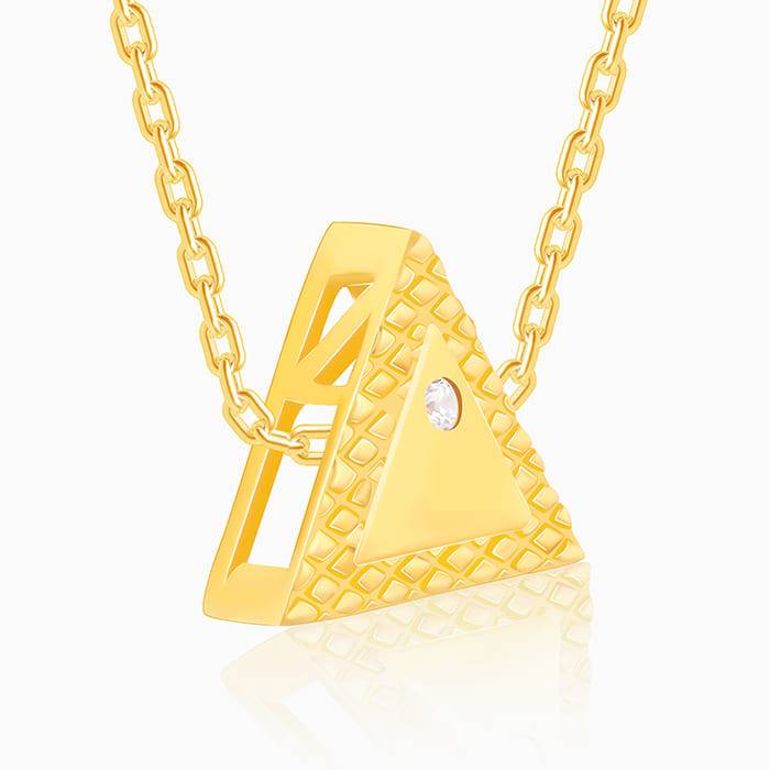Giva 925 Sterling Silver Golden Trigon Pendant With Link Chain| Necklace To Gift Men & Boy : PD01957
