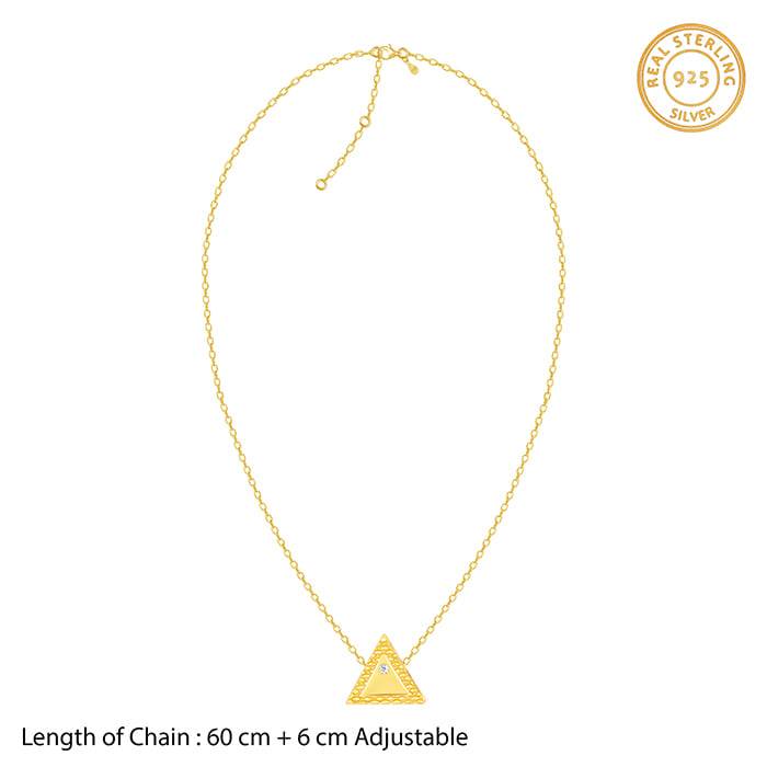 Giva 925 Sterling Silver Golden Trigon Pendant With Link Chain| Necklace To Gift Men & Boy : PD01957