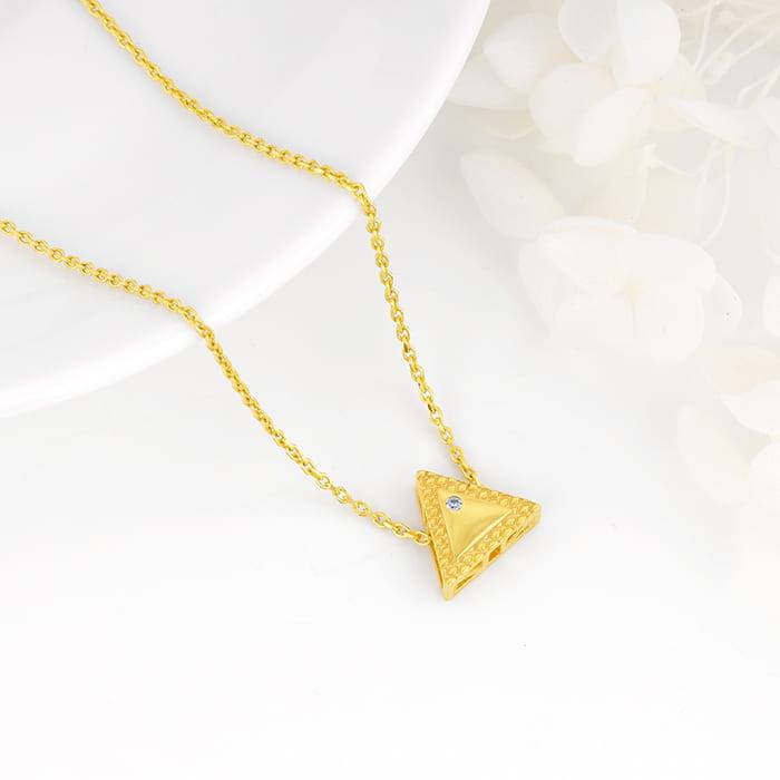 Giva 925 Sterling Silver Golden Trigon Pendant With Link Chain| Necklace To Gift Men & Boy : PD01957