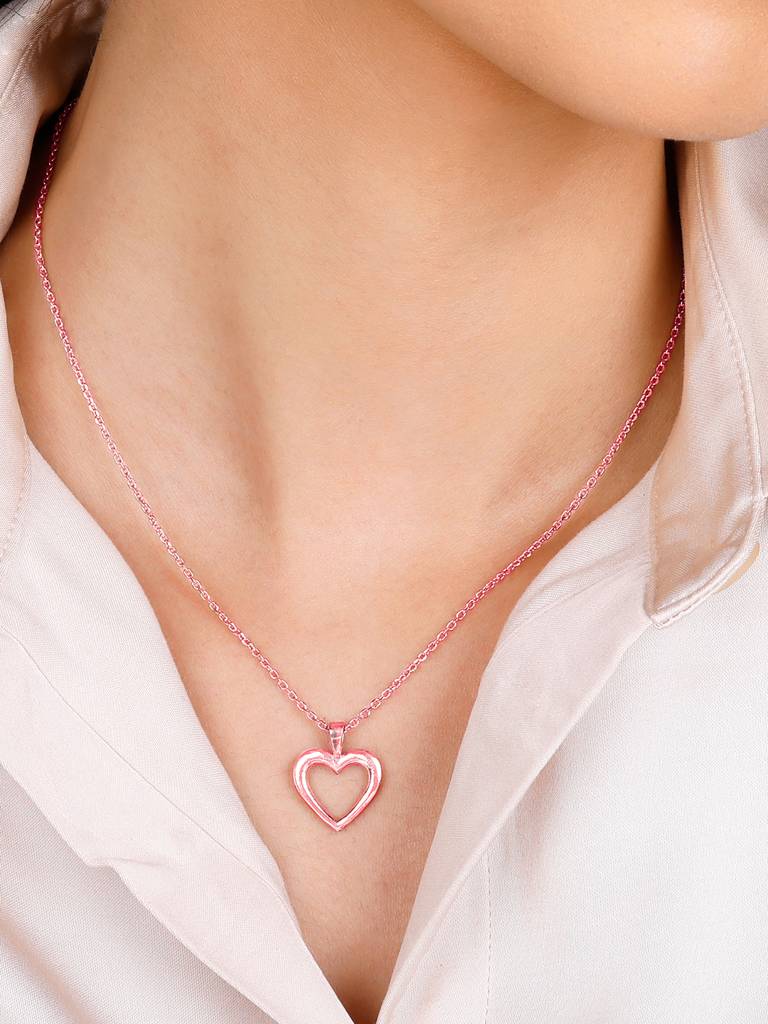 Giva 925 Sterling Silver Rose Gold Compassionate Heart Pendant With Link Chain