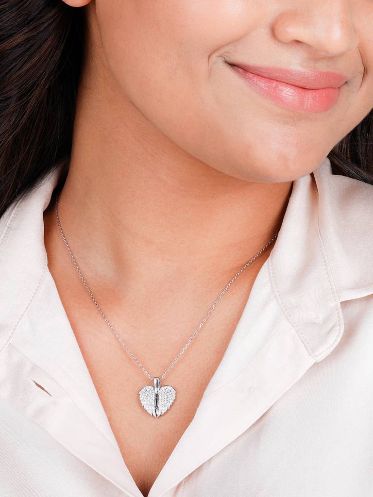 Giva 925 Sterling Silver Wings To Fly Heart Pendant With Link Chain