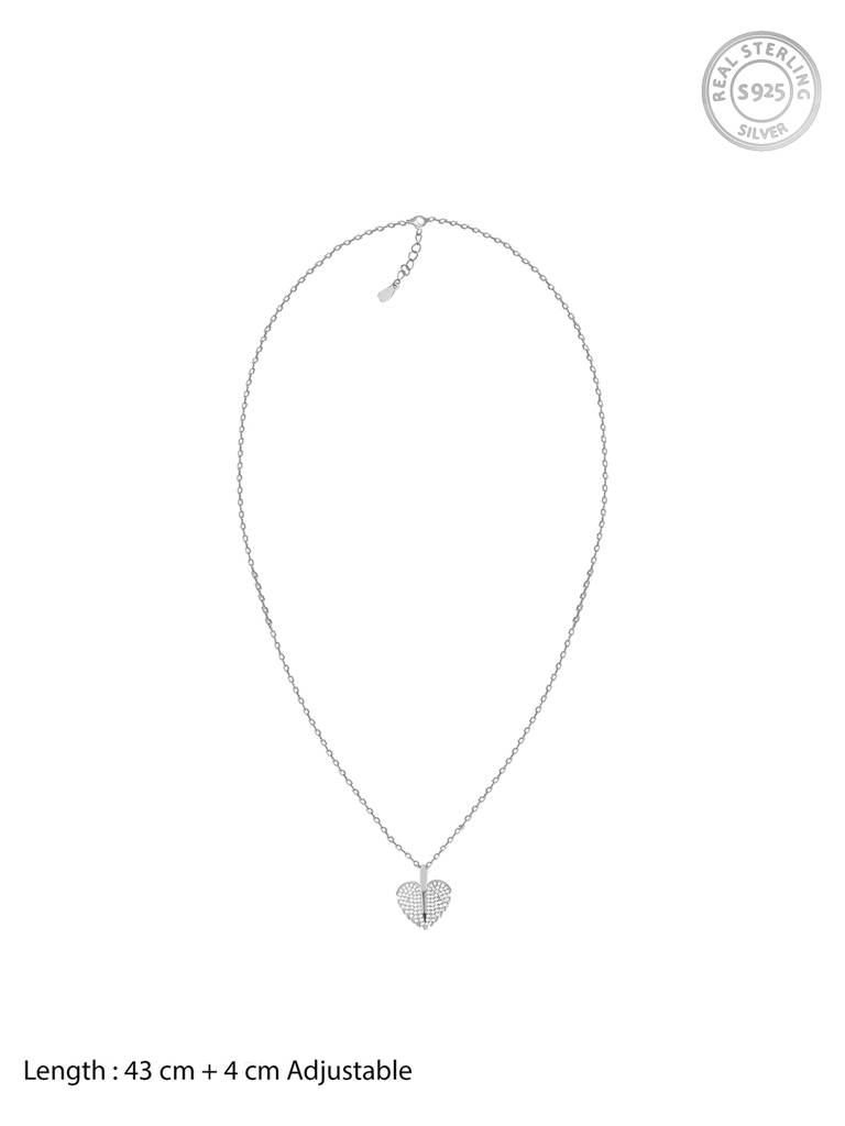 Giva 925 Sterling Silver Wings To Fly Heart Pendant With Link Chain
