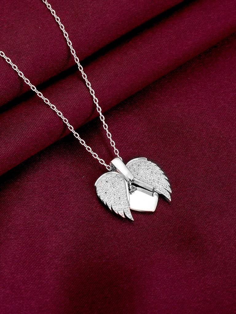 Giva 925 Sterling Silver Wings To Fly Heart Pendant With Link Chain