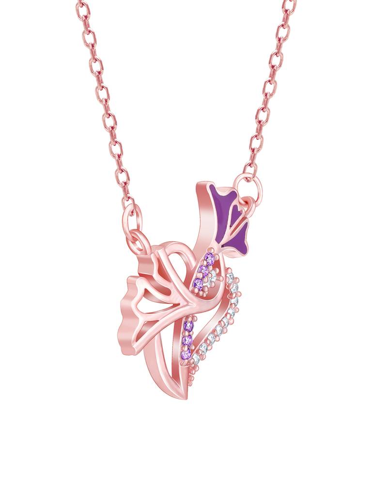 Giva 925 Sterling Silver Rose Gold Floral Paris Necklace