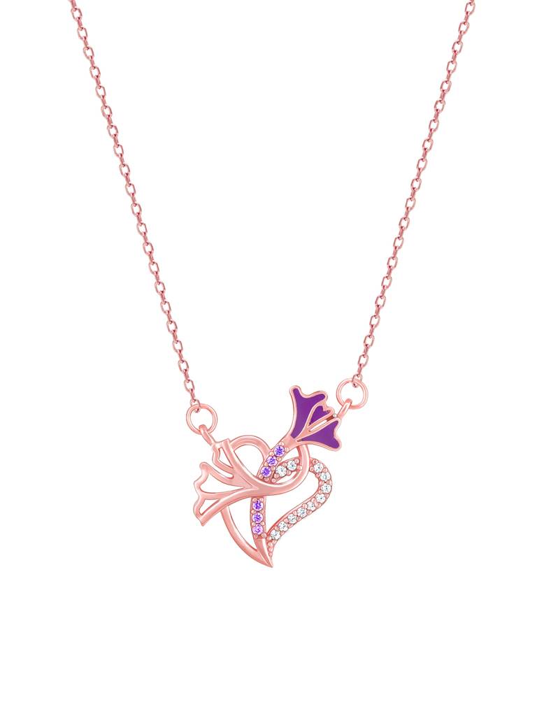 Giva 925 Sterling Silver Rose Gold Floral Paris Necklace