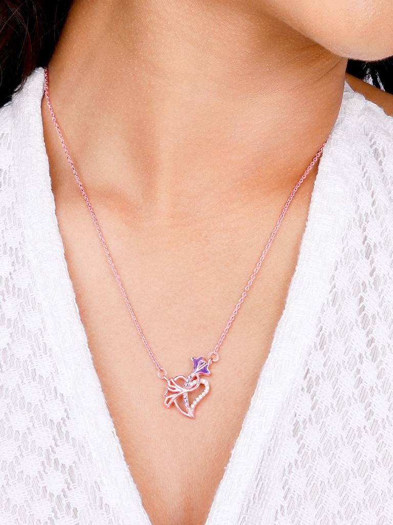 Giva 925 Sterling Silver Rose Gold Floral Paris Necklace
