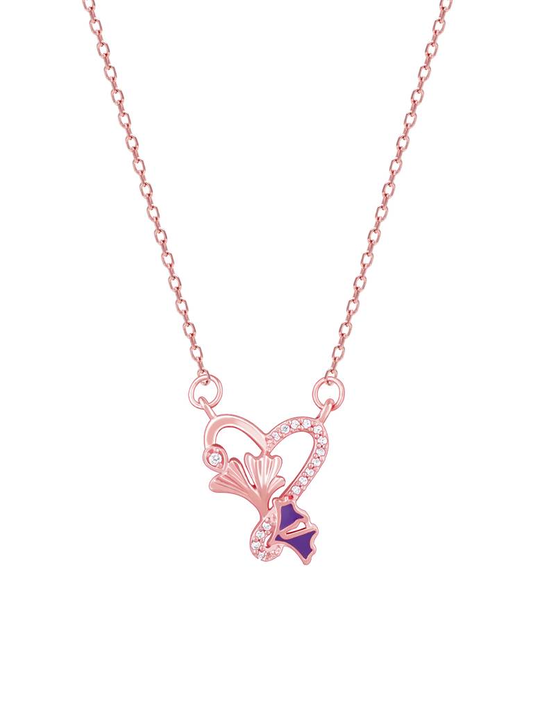 Giva 925 Sterling Silver Rose Gold Ginkgo Leaf Necklace