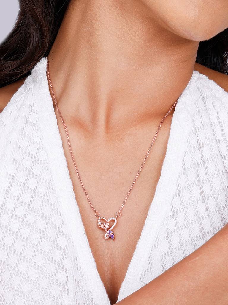 Giva 925 Sterling Silver Rose Gold Ginkgo Leaf Necklace