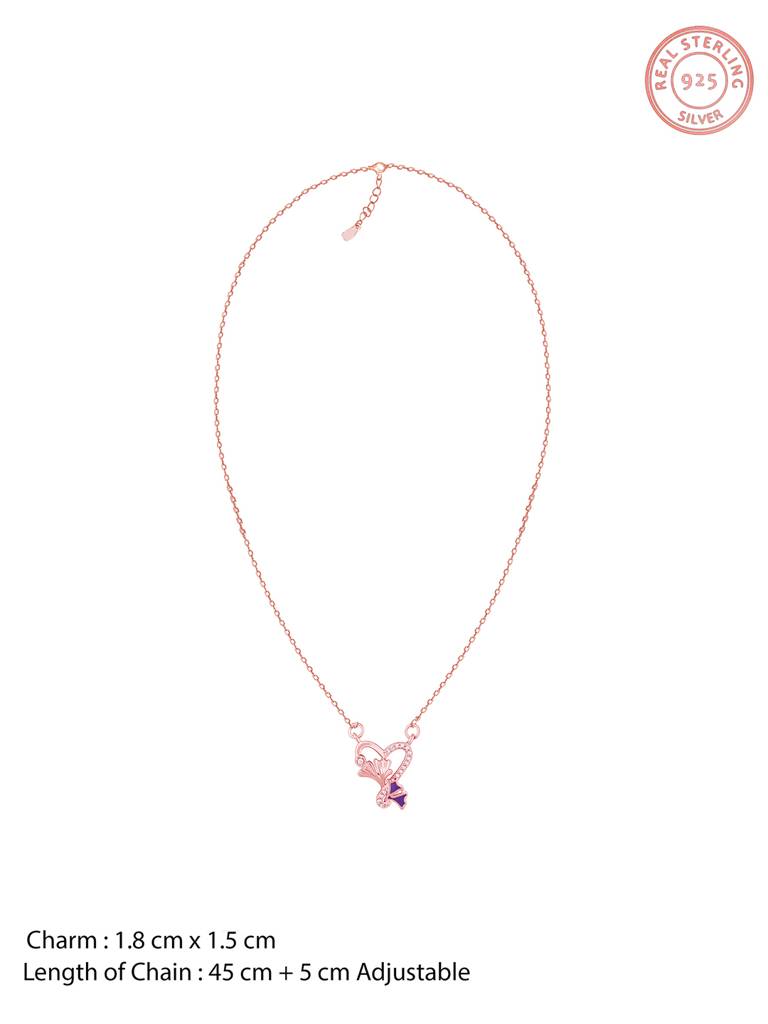 Giva 925 Sterling Silver Rose Gold Ginkgo Leaf Necklace