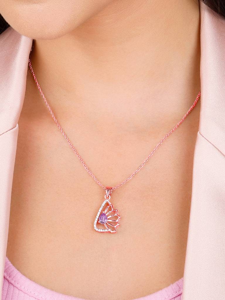 Giva 925 Sterling Silver Rose Gold Notre Dame Pendant With Link Chain