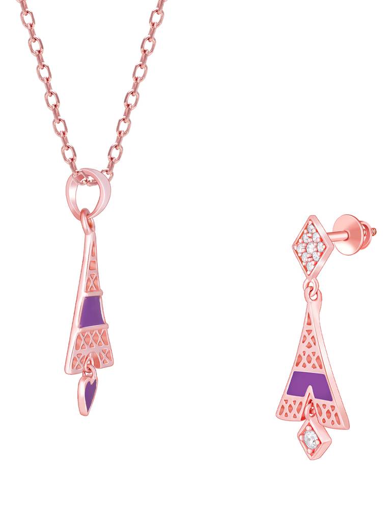 Giva 925 Sterling Silver Rose Gold Tower Of Dreams Set