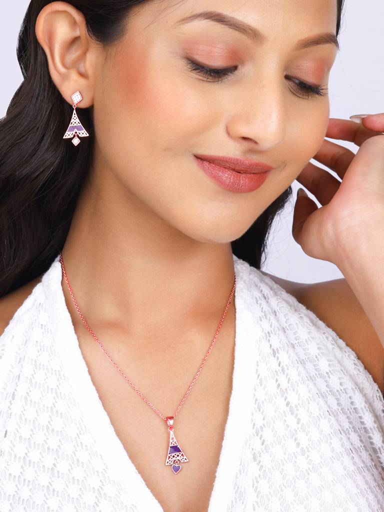 Giva 925 Sterling Silver Rose Gold Tower Of Dreams Set
