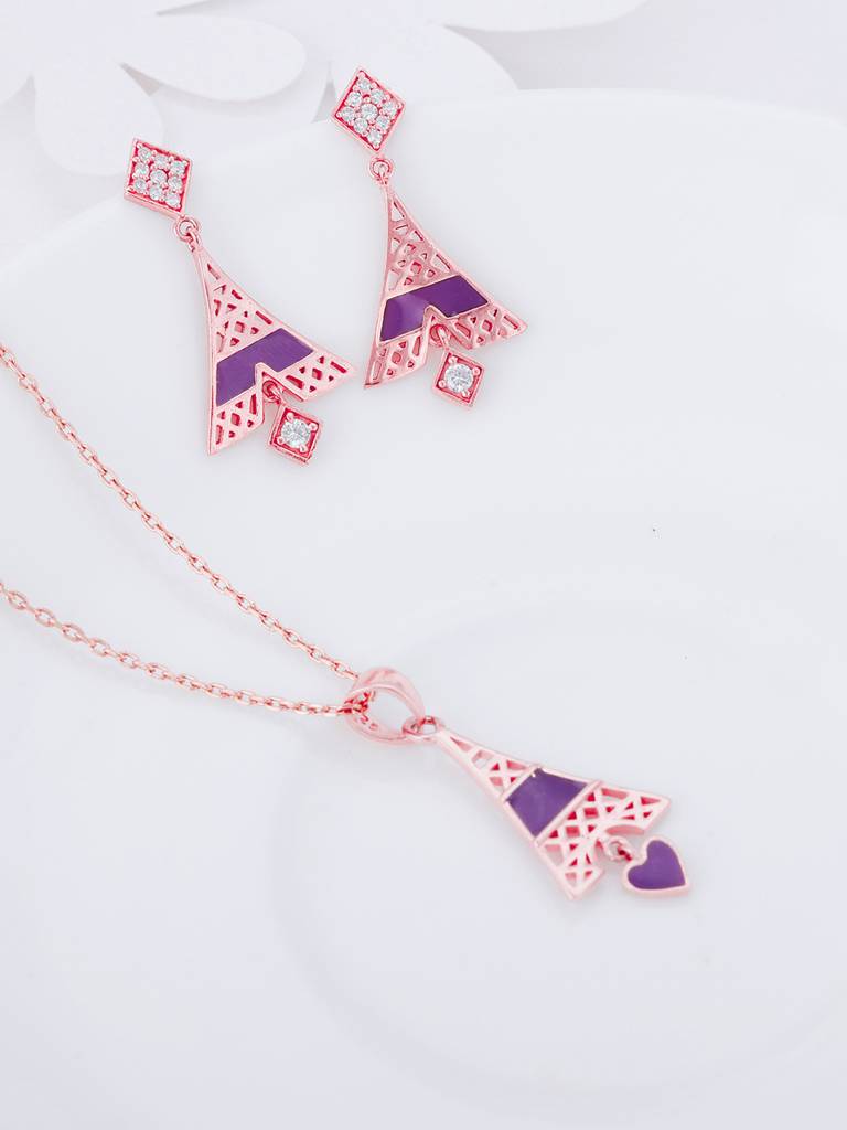 Giva 925 Sterling Silver Rose Gold Tower Of Dreams Set
