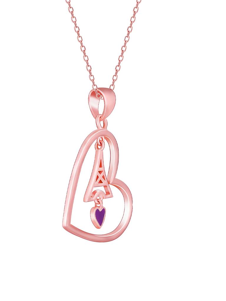 Giva 925 Sterling Silver Rose Gold Tower Of Love Pendant With Link Chain