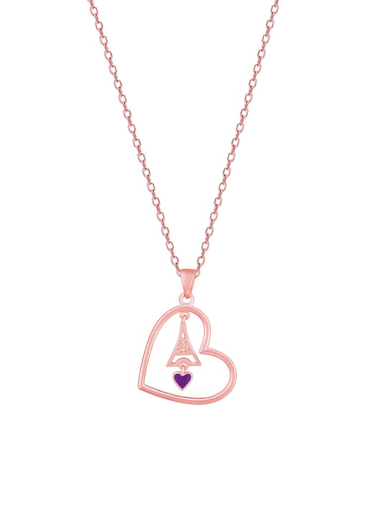 Giva 925 Sterling Silver Rose Gold Tower Of Love Pendant With Link Chain