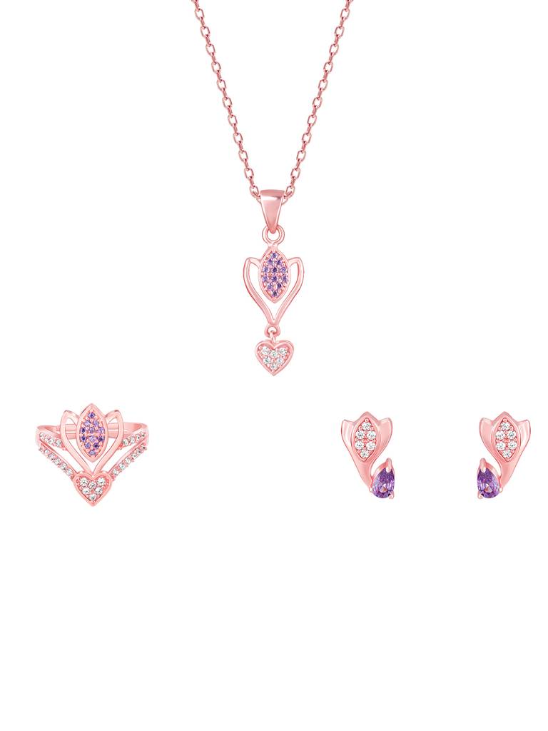 Giva 925 Sterling Silver Rose Gold Crocus Elegance Set Of Three