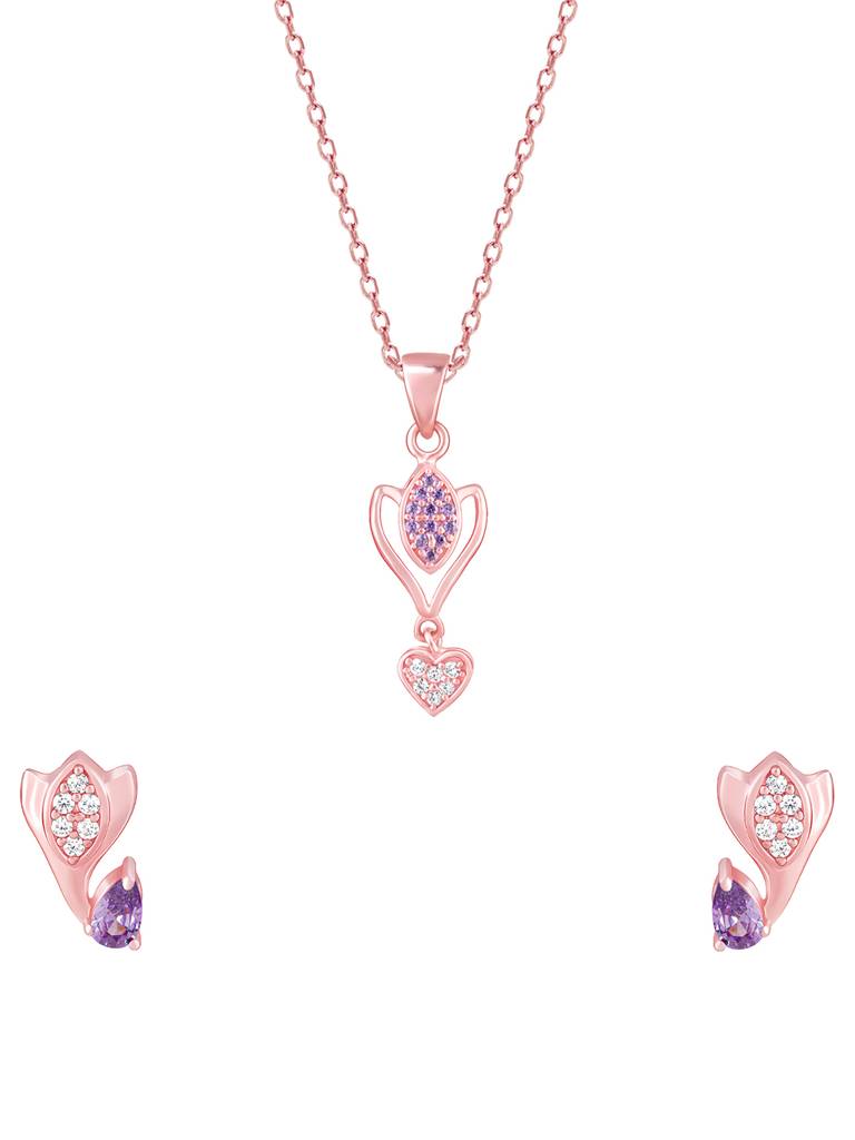 Giva 925 Sterling Silver Rose Gold Crocus Elegance Set