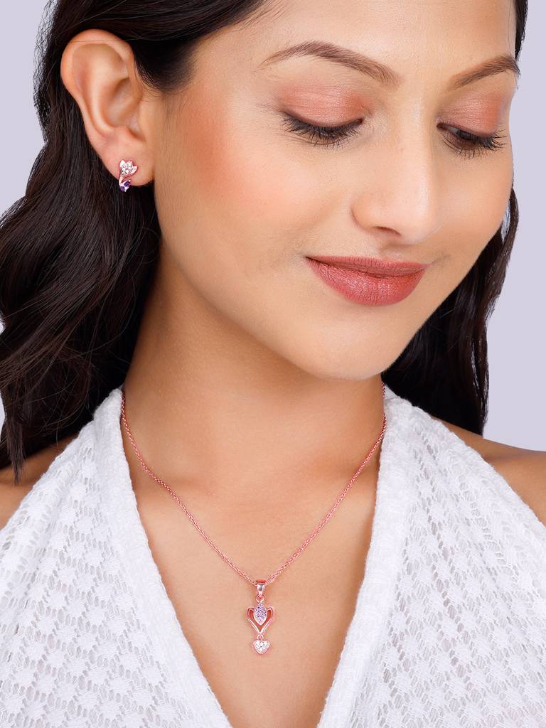 Giva 925 Sterling Silver Rose Gold Crocus Elegance Set