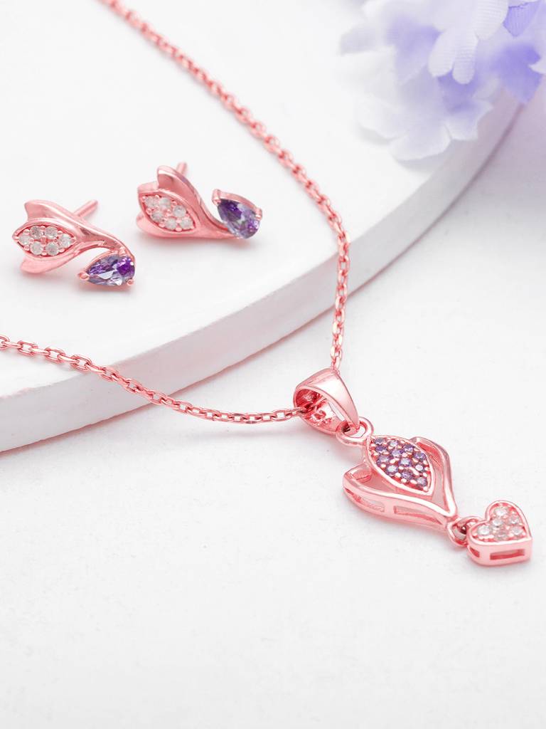 Giva 925 Sterling Silver Rose Gold Crocus Elegance Set