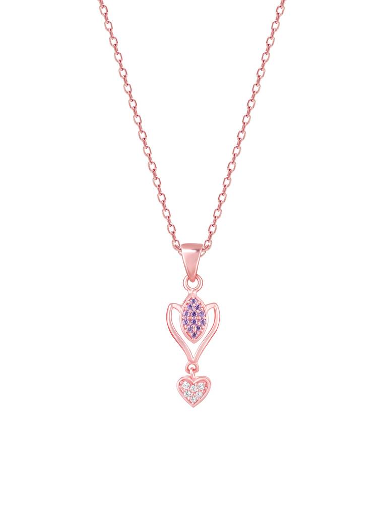 Giva 925 Sterling Silver Rose Gold Crocus Elegance Pendant With Link Chain