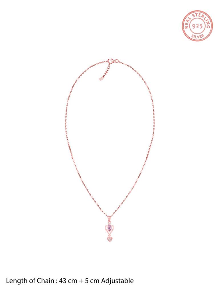 Giva 925 Sterling Silver Rose Gold Crocus Elegance Pendant With Link Chain