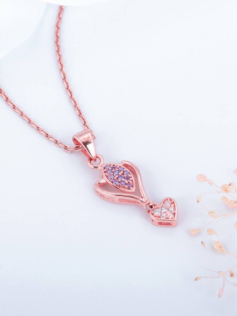 Giva 925 Sterling Silver Rose Gold Crocus Elegance Pendant With Link Chain