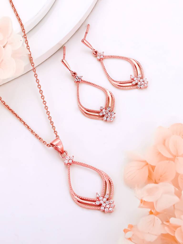 Giva 925 Sterling Silver Rose Gold Princess Set