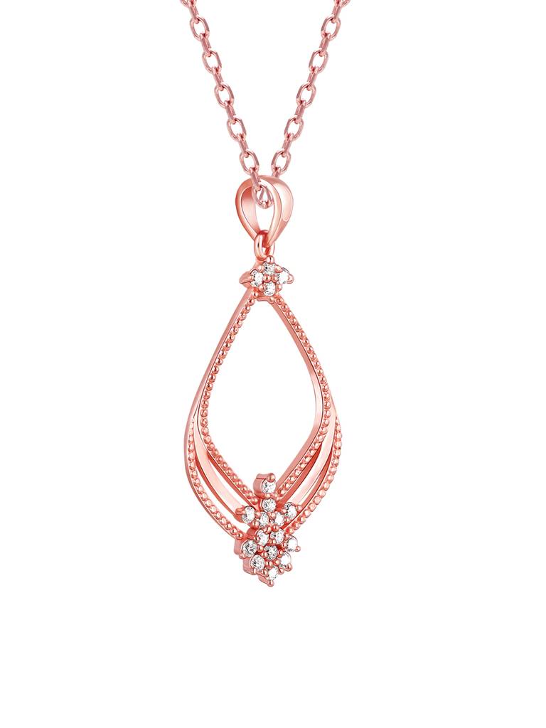 Giva 925 Sterling Silver Rose Gold Princess Pendant With Link Chain