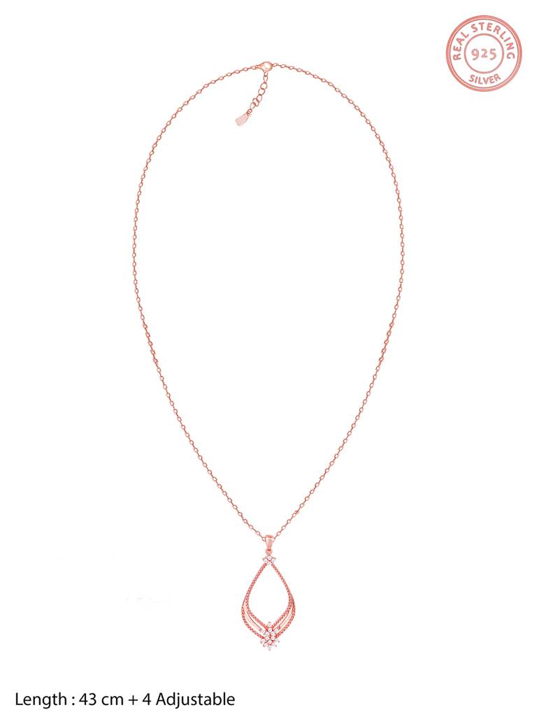 Giva 925 Sterling Silver Rose Gold Princess Pendant With Link Chain