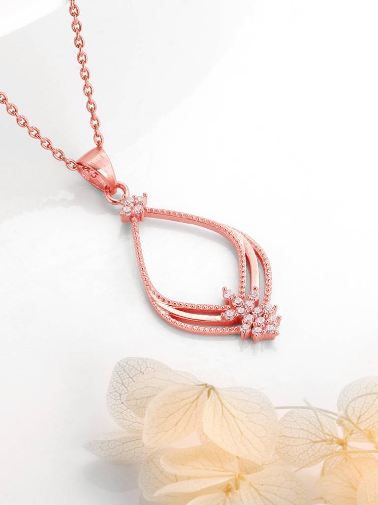 Giva 925 Sterling Silver Rose Gold Princess Pendant With Link Chain