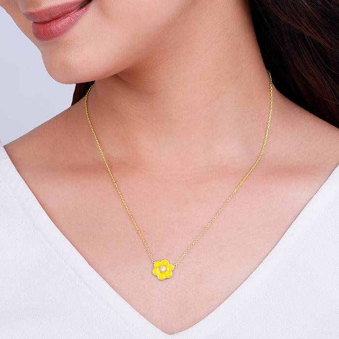 Giva 925 Sterling Silver Golden Flower Power Necklace| Necklace To Gift Women & Girls | Wi : PD01996