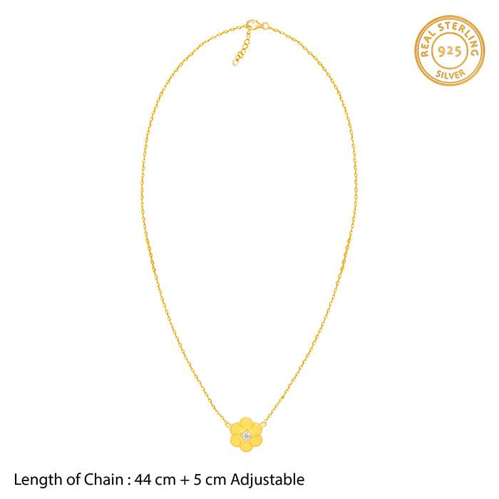 Giva 925 Sterling Silver Golden Flower Power Necklace| Necklace To Gift Women & Girls | Wi : PD01996