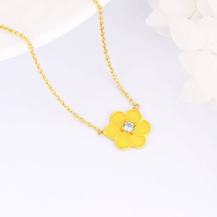 Giva 925 Sterling Silver Golden Flower Power Necklace| Necklace To Gift Women & Girls | Wi : PD01996