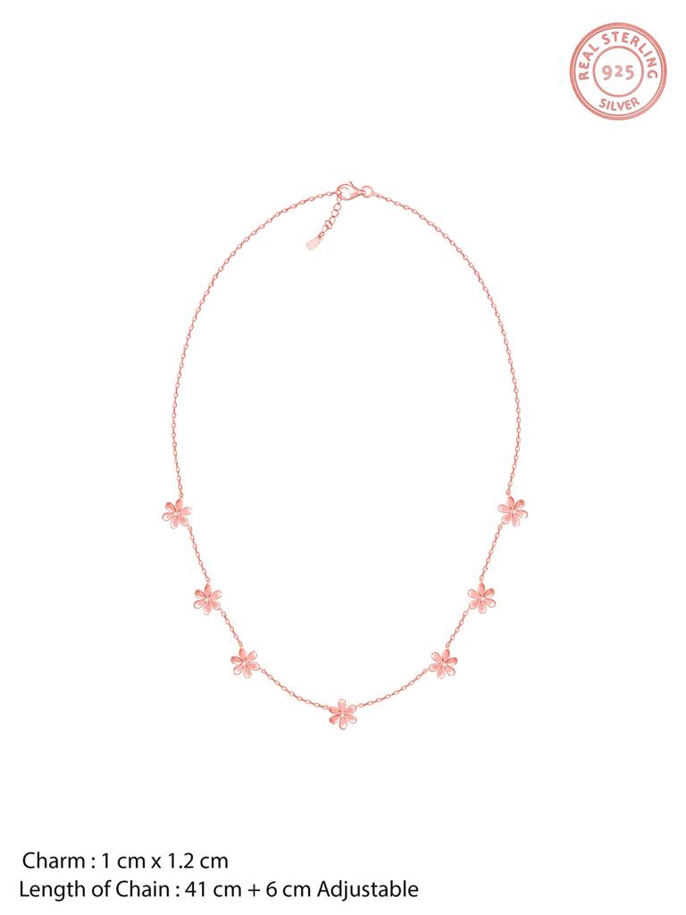 Giva 925 Sterling Silver Rose Gold Blooming Floral Necklace