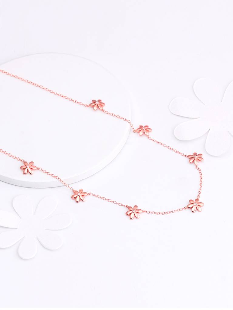 Giva 925 Sterling Silver Rose Gold Blooming Floral Necklace