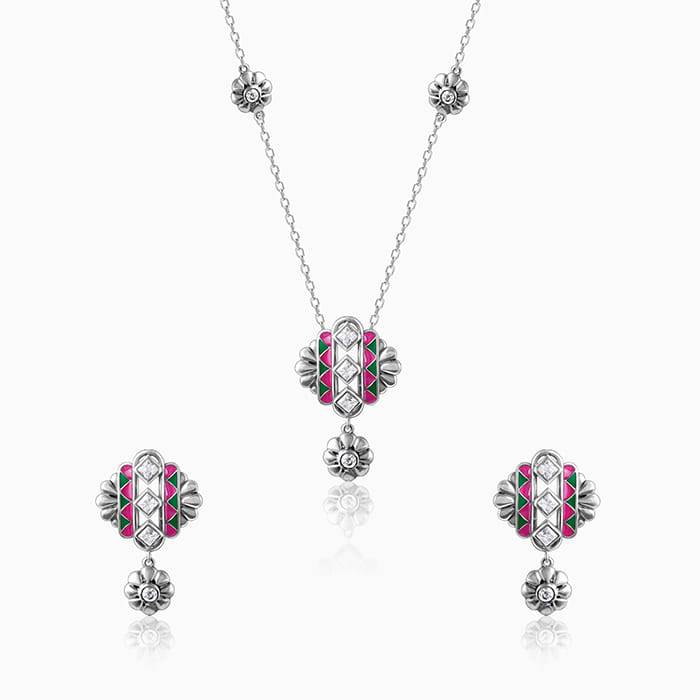 Giva 925 Oxidized Silver Urban Alchemy Set| Gifts For Women And Girls | With Certificate Of Authenti : PD01999ER01997