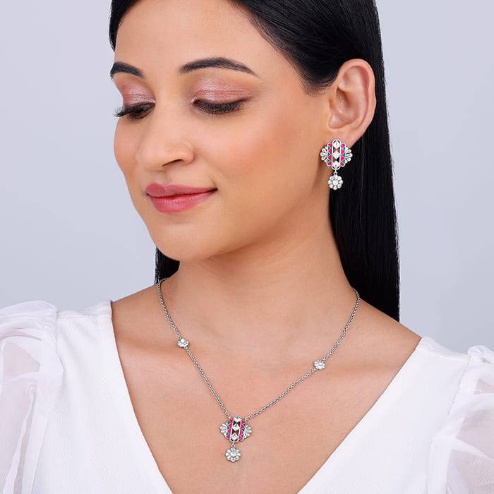 Giva 925 Oxidized Silver Urban Alchemy Set| Gifts For Women And Girls | With Certificate Of Authenti : PD01999ER01997