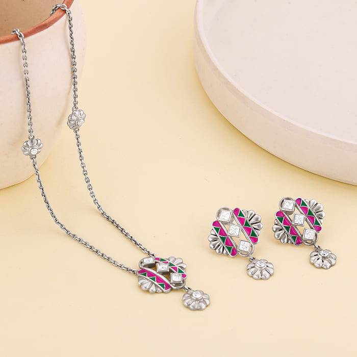 Giva 925 Oxidized Silver Urban Alchemy Set| Gifts For Women And Girls | With Certificate Of Authenti : PD01999ER01997
