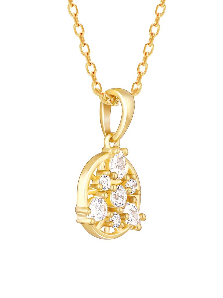 Giva 925 Sterling Silver Golden Serene Floral Pendant With Link Chain