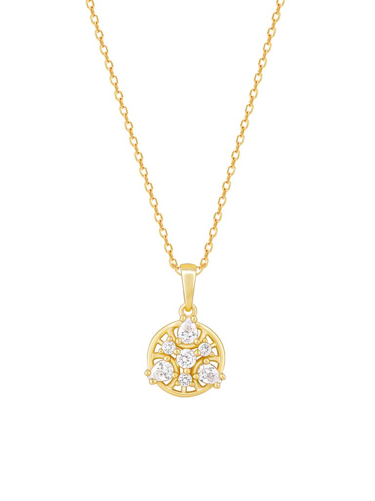 Giva 925 Sterling Silver Golden Serene Floral Pendant With Link Chain
