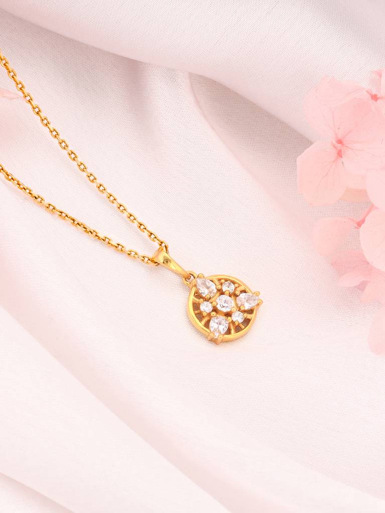 Giva 925 Sterling Silver Golden Serene Floral Pendant With Link Chain