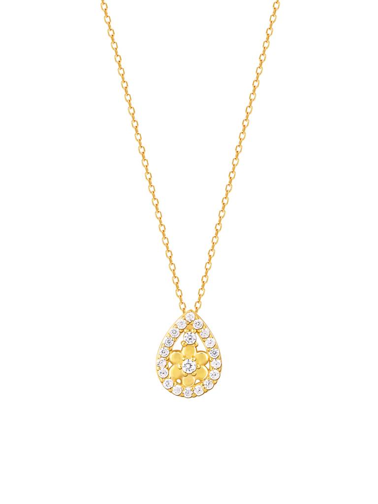 Giva 925 Sterling Silver Golden Studded Delight Pendant With Link Chain