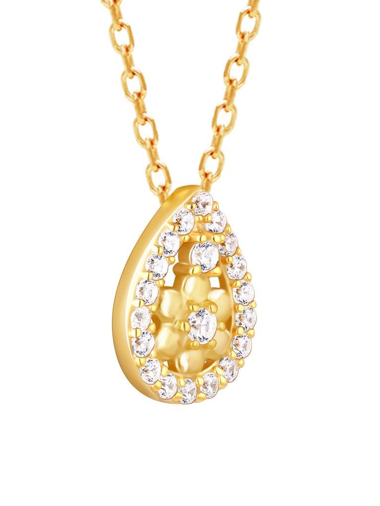 Giva 925 Sterling Silver Golden Studded Delight Pendant With Link Chain