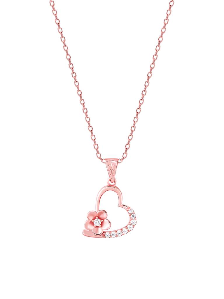 Giva 925 Sterling Silver Rose Gold Love Blossom Pendant With Link Chain
