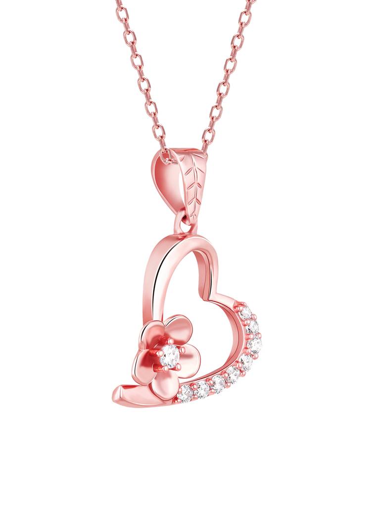 Giva 925 Sterling Silver Rose Gold Love Blossom Pendant With Link Chain