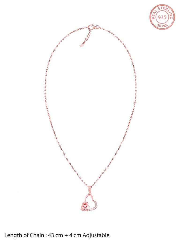 Giva 925 Sterling Silver Rose Gold Love Blossom Pendant With Link Chain