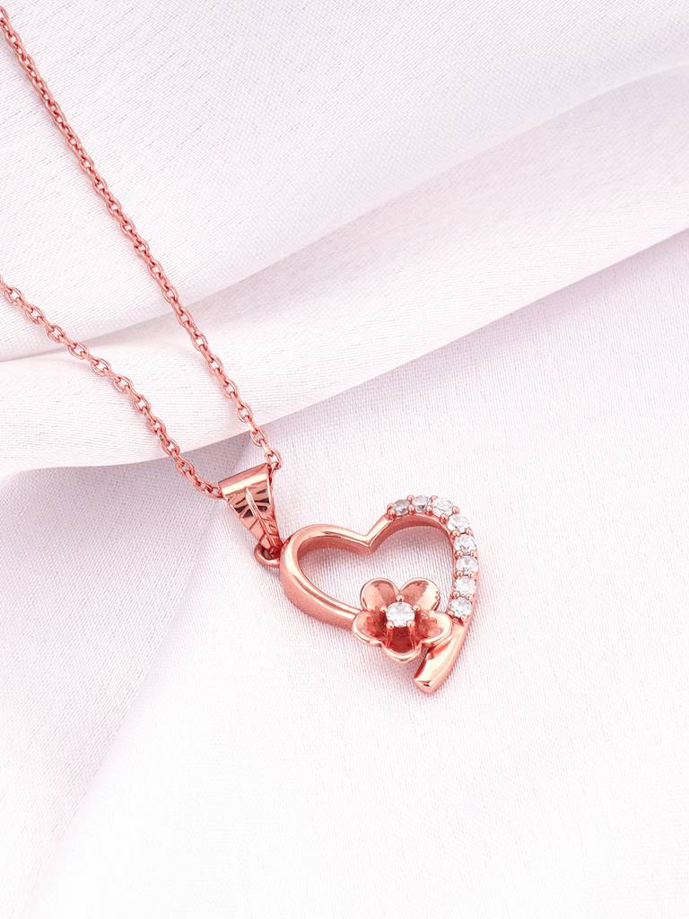 Giva 925 Sterling Silver Rose Gold Love Blossom Pendant With Link Chain