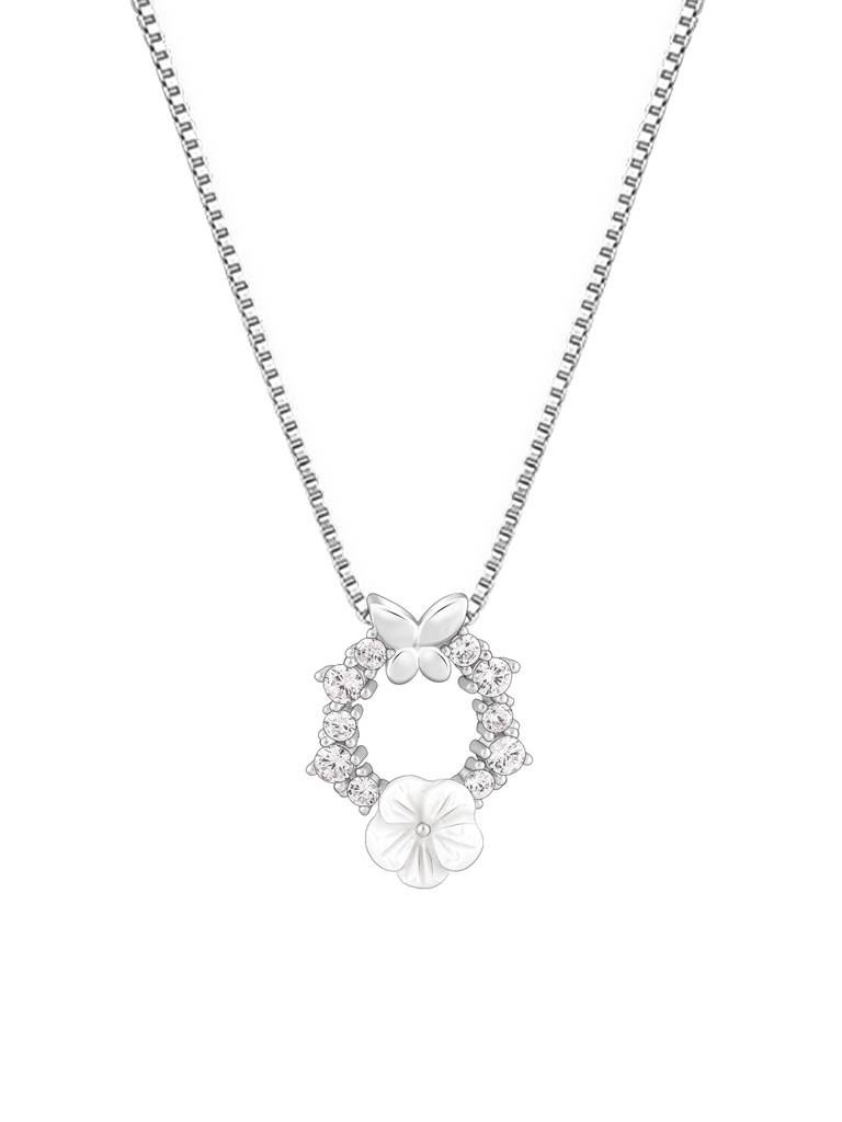 Giva 925 Sterling Silver Silver Floral Butterfly With Link Chain
