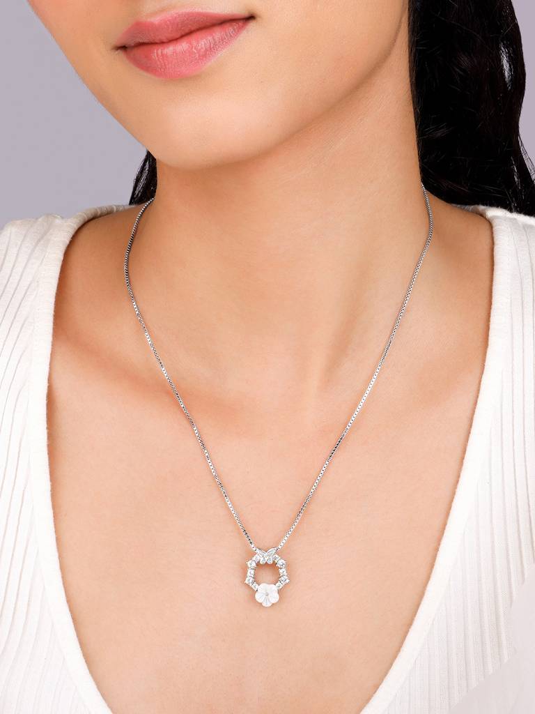 Giva 925 Sterling Silver Silver Floral Butterfly With Link Chain