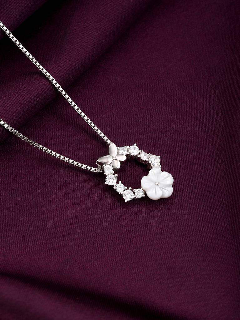 Giva 925 Sterling Silver Silver Floral Butterfly With Link Chain